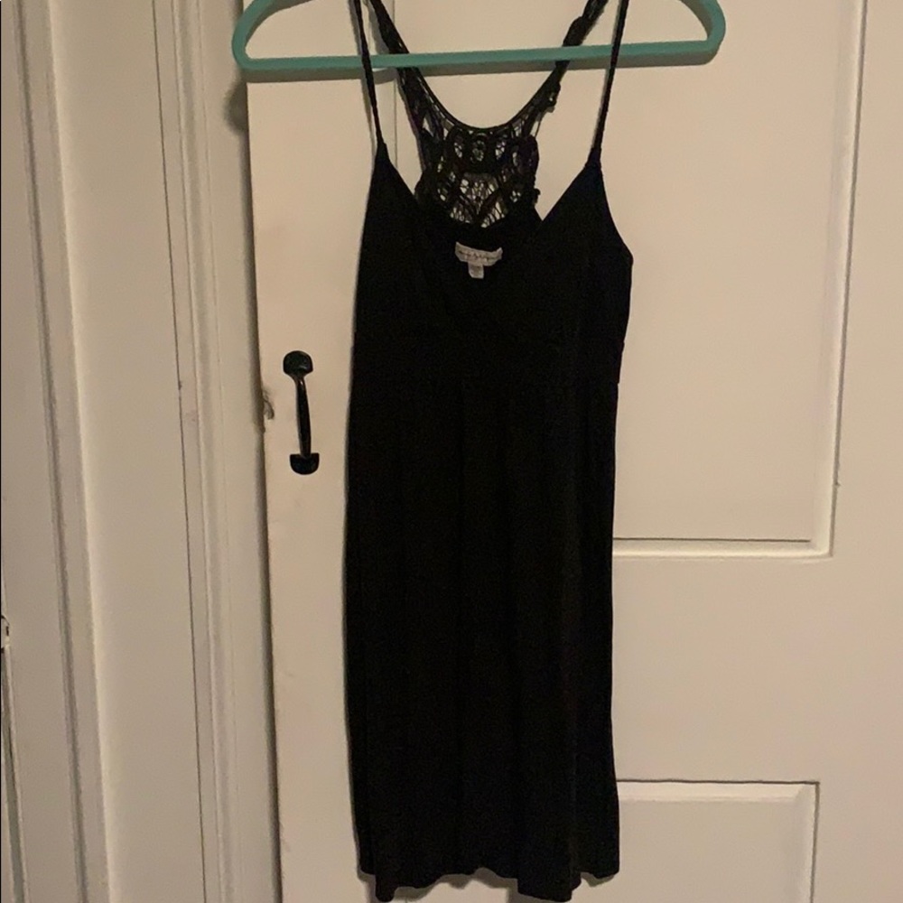 Black sundress with crochet detail